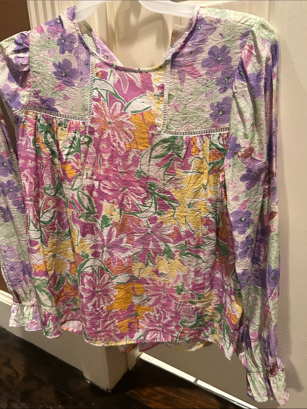 Fate Floral Peasant Blouse in Pink, Purple & Yellow